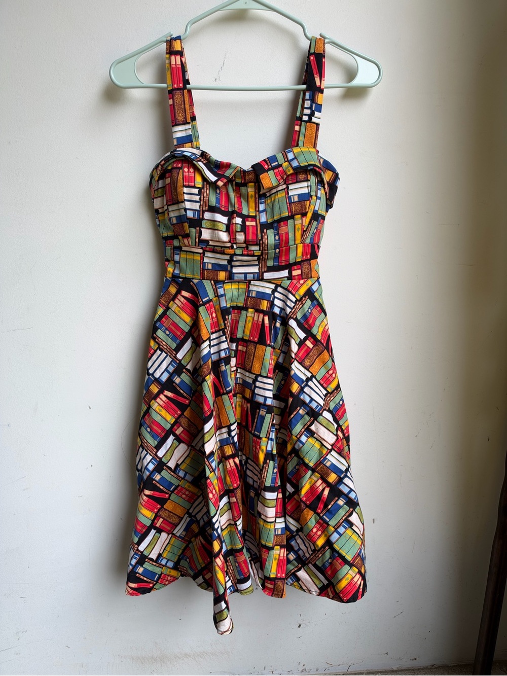 Eva Rose Fit-and-Flare Book print Midi Dress